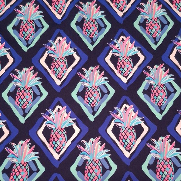 Lulu B UPF 50 tunic top 3/4 sleeve Bright Pineapple resort colorful geometric - Picture 3 of 12